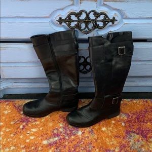 Black leather Seychelles riding boots